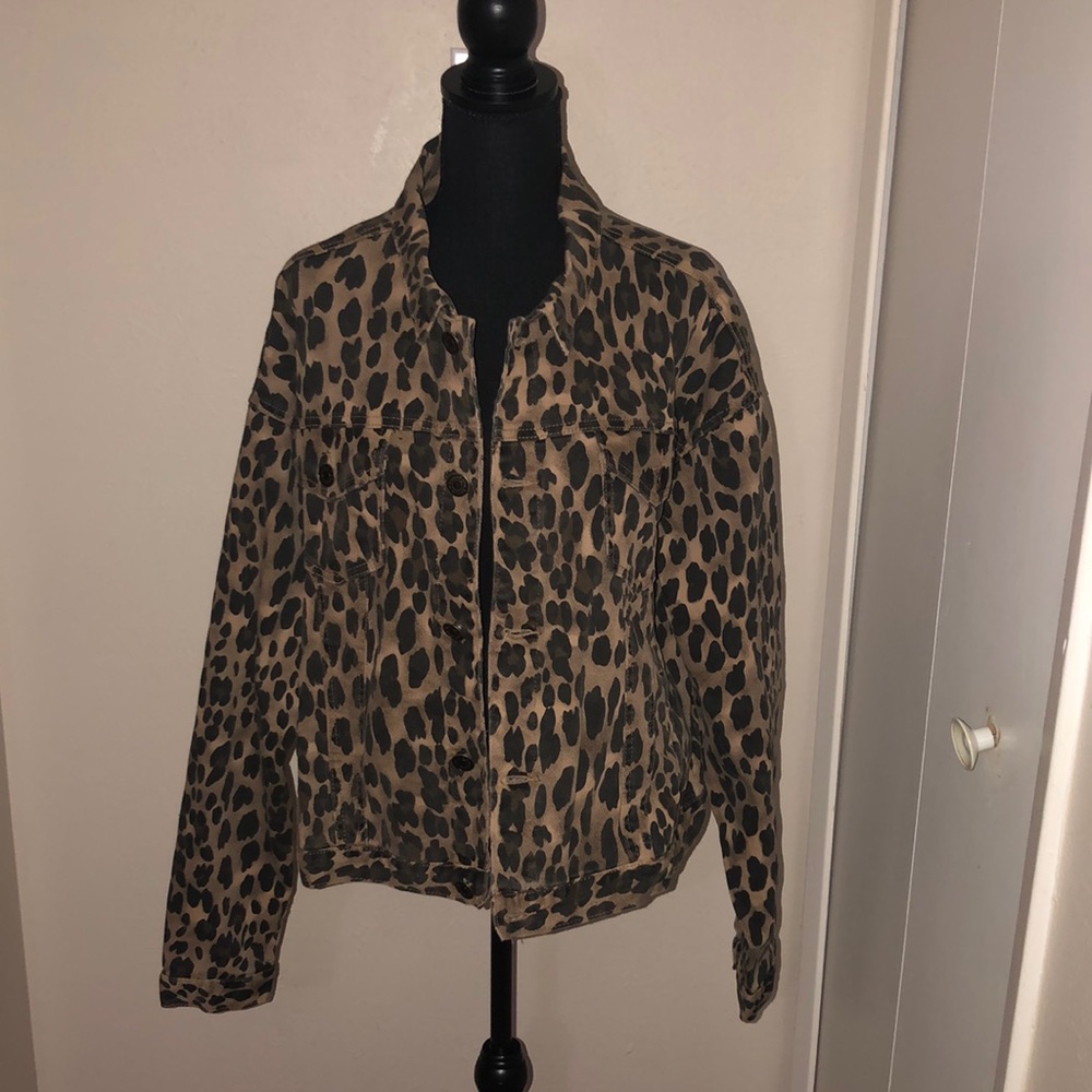 Southern stitch Denim Leopard Jacket size 2x